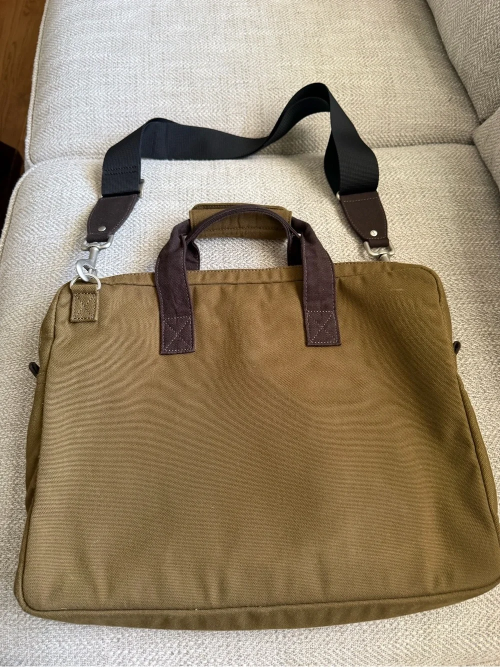 Jack Spade Greene St medium shoulder messenger bag orange lining heavy canvas